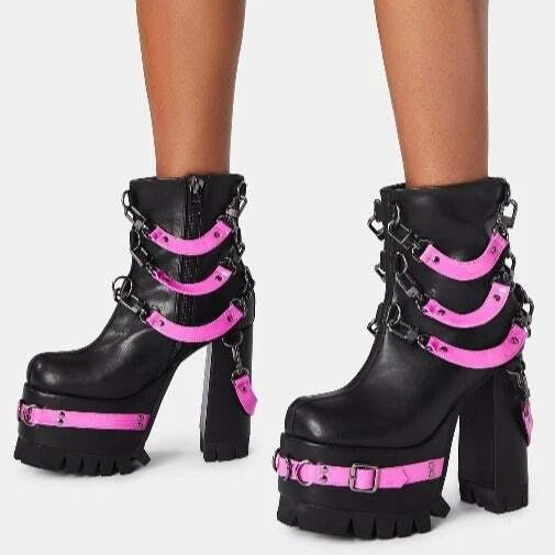 Platform pink boots top