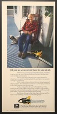 John Deere 50V Chain Saw Gentleman Farmer Vintage Print Ad 1980