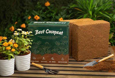 2 Pack, Best Coco Peat/ Coir Pith 5Kg/11 Lbs Block, Expands to 15 Gallon,Low EC