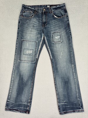 Marc Ecko Mens Jeans Size 32x32 Blue Straight Cut & Sew Deadly Threads