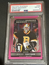 21/22 OPC Platinum Boston Bruins Jeremy Swayman Matte Pink RC card #205 PSA