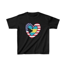 Kids Bahamas American Heart Half Bahamian USA Flag T-Shirt Unisex Tee Shirt