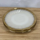 Fire King White Milk Glass Bread & Butter / Dessert Plate 5.5” Gold Trim Vintage