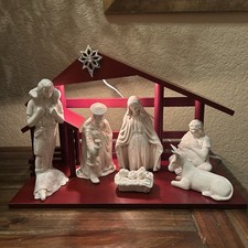 Vintage 2004 Hawthorne Village Nativity “Shining Star Creche” Silver Blessings