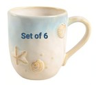 Set of 6 Seaside Mugs By Sonoma Home Display Rack | Nautical Aqua Discontinued  — photo 2