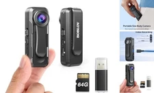  W1 HD 1080P Body Worn Camera, Wearable Body Cam with 2 Clips, Loop 64GB