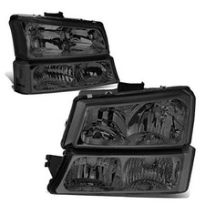 Pair Headlight Assembly Compatible with 2003-2006 Somke Lens Clear Reflector