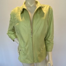 Chico's size 2 Green Short Full Zip Collared Lined jacket 3/4 sleeves. Large 12
