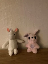 Lot Of 2 Mini Pluses Battat MINI WHITE UNICORN 4"in & Scruff-a-Luvs Pink Bunny