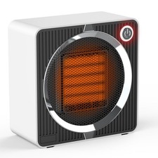500W Portable Ceramic Electric Heater, Fast Heating in 2s with White & Black 