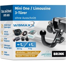 ANHÄNGERKUPPLUNG für Mini One Limousi 06-14 abnehmbar BRINK +13pol E-Satz JAEGER