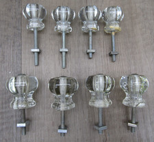 8 Vintage Hexagonal Clear Glass Cabinet Knobs Drawer Pulls Art Deco 4 LG, 4 SM