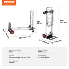 400 Lbs Folding Hand Truck Lightweight Dolly with Wheels Foldable Luggage Utilit