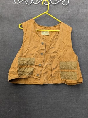 Vintage Duxbak Utica NY Tan Canvas Hunting Vest Button Up Shell