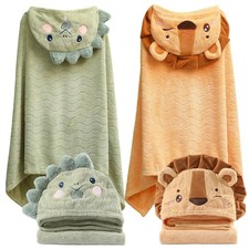 Toddler Towels with Hood for Boys Girls 0-6 Years 2-Pack Hooded Baby Bath Tow...