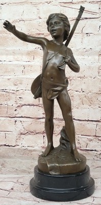Junger Knabe Mit Laute  Improvisateur  Von Augustine Moreau Bronze Skulptur