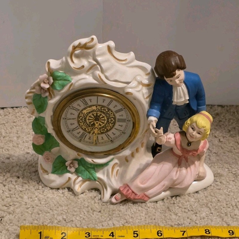 Kentocs Mechanical Ceramic Floral Mantel Clock, Roman Numerals, Germany