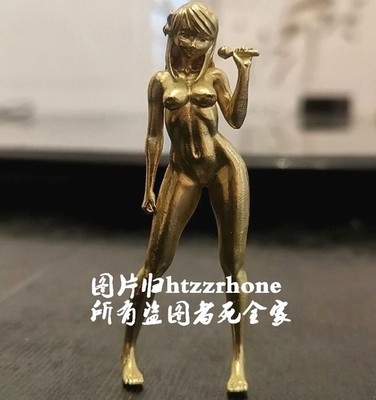 2.8'' Brass Naked Sing Girl Statue Human Body Art Beauty Model Collection