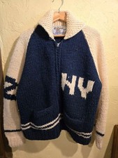 KANATA Cowichan Sweater Rare Men Cardigan Jacket Used White Navy Clothes Canada