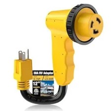 30 Amp to 110 Adapter with Locking Connector, 30 Amp to 15 Amp Adapter, NEMA 5-1