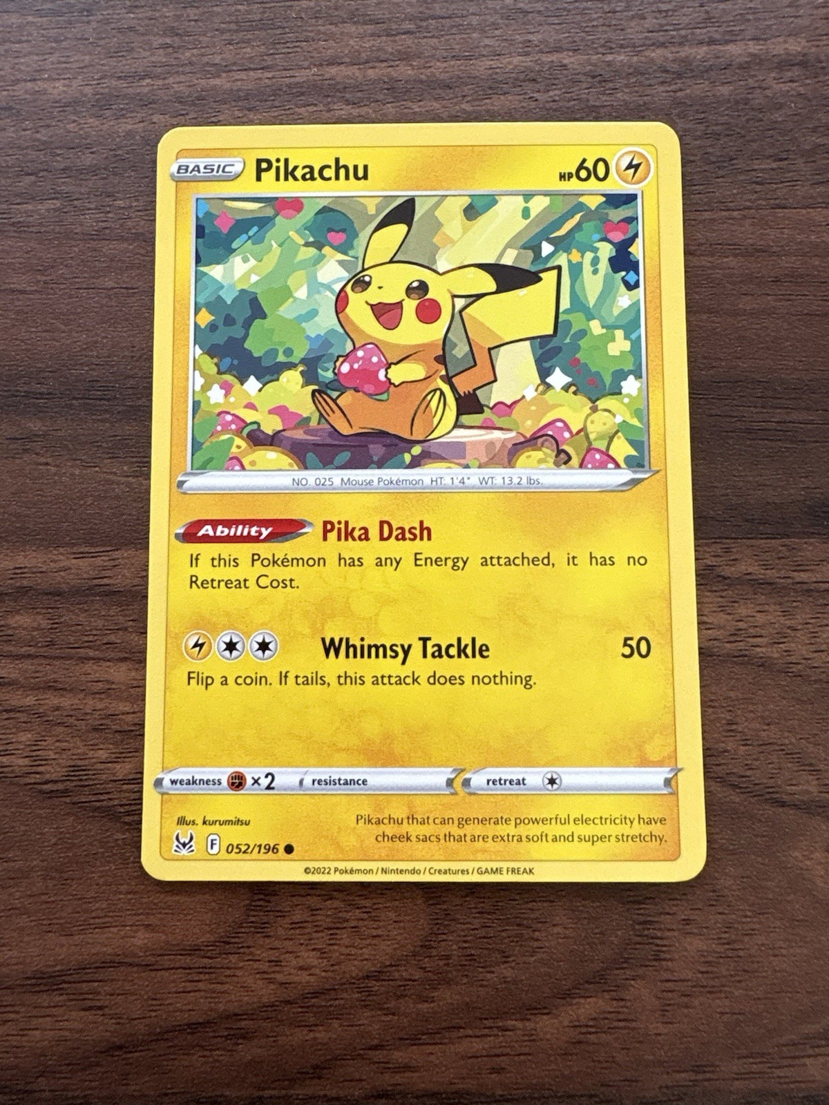 Pokemon TCG Lost Origin Pikachu #052/196 NM