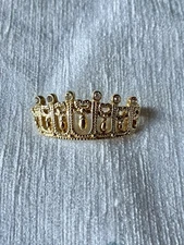 Gold Tone Crown Brooch No Marks 