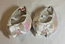 Build A Bear BaB Shoes - White Sequin Shoes