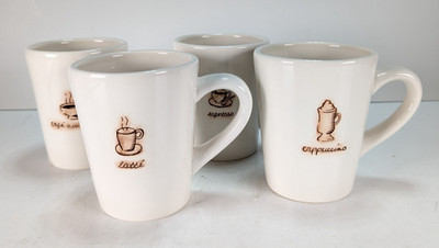 4 Williams-Sonoma Coffee Mugs Espresso Cappuccino Latte Cafe Au Lait