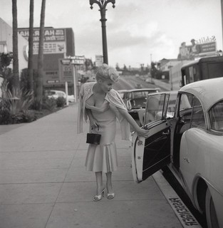 1960s Negative sexy blonde pinup girl Joan Brennan LA street scene v208936