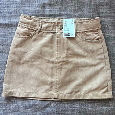 H&M Girls Beige Solid Straight Pencil Skirt Size 12 Polyester Pockets