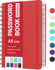 Forvencer Password Book with Individual Alphabetical Tabs, 5.3"X7.6" Medium Size