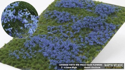 Layered Grass Tufts Spring/Summer/Fall Blue Flowers (210 x 150 mm, h: 2-4.5mm)