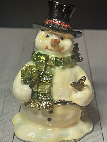 Ciel Snowman Holiday Trinket Box With Swarovski Crystals Christmas