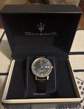 Maserati Eleganza Men's Watch Blue Face Black Gator Grain Band Box Included