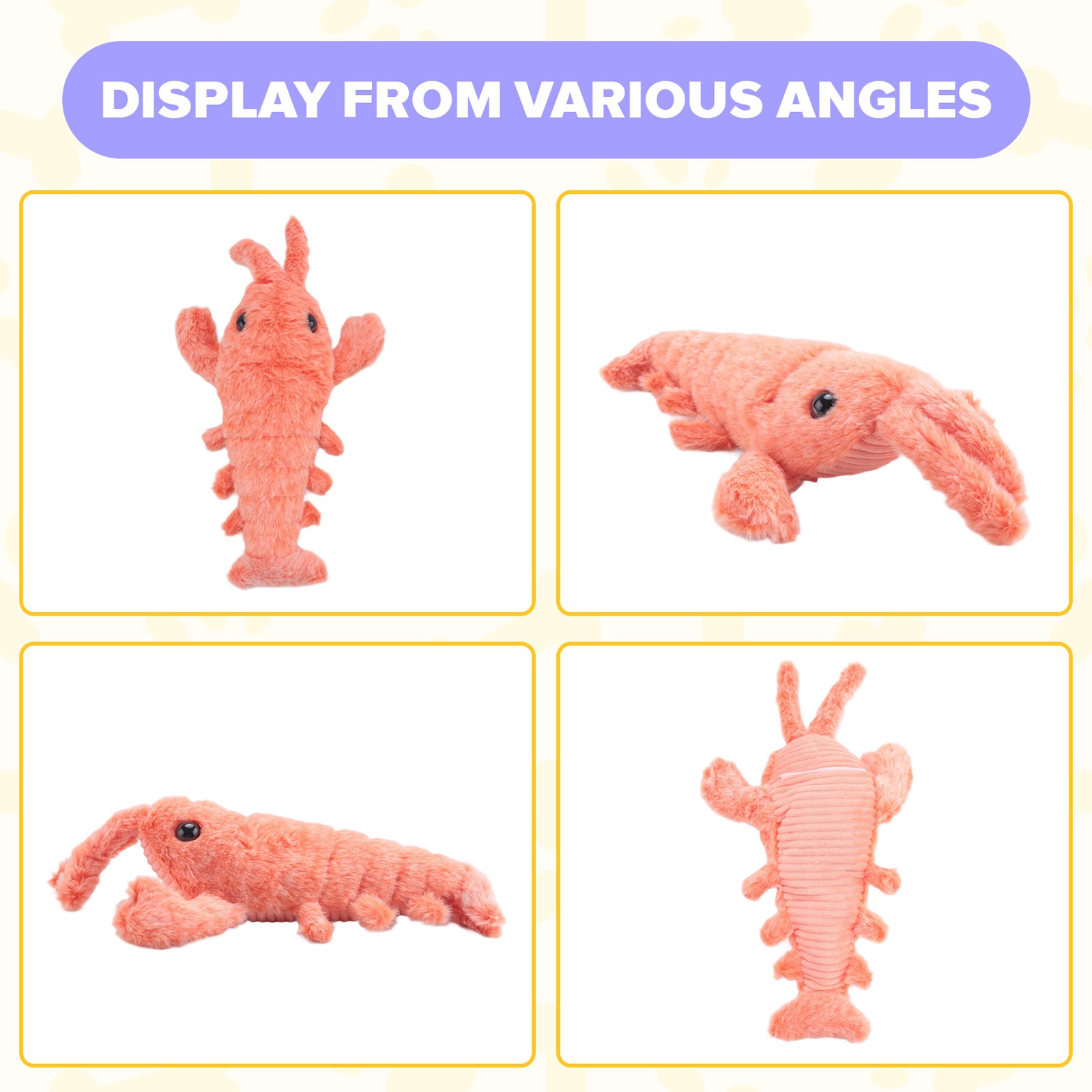 Floppy Lobster Dog Toys Plush Motion Activated Moving Pet Toy, B Z6D41098
