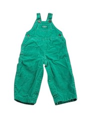 Vintage Oshkosh Green Corduroy Overalls Size 12M Made In USA