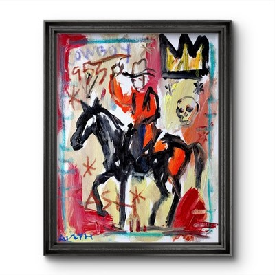 Aleph Original Art Cowboy 14x11 Neo Expressionist Basquiat Painting Canvas