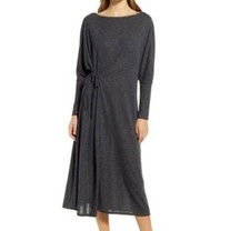 Caslon Cozy Long Sleeve Knit Wrap Dress Grey XS