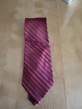 Men  s Joseph  Feiss International 100 Silk Tie Red Purple Striped 65"