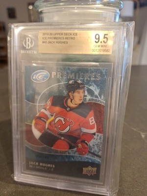 2019-20 UPPER DECK ICE PREMIERES RETRO JACK HUGHES RC Jersey # 086/149  BGS 9.5