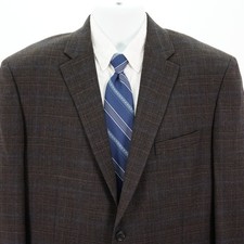 Jos A Bank Traveler Tailored Fit Thick Wool Brown Plaid Sport Coat 42R Tagged 44