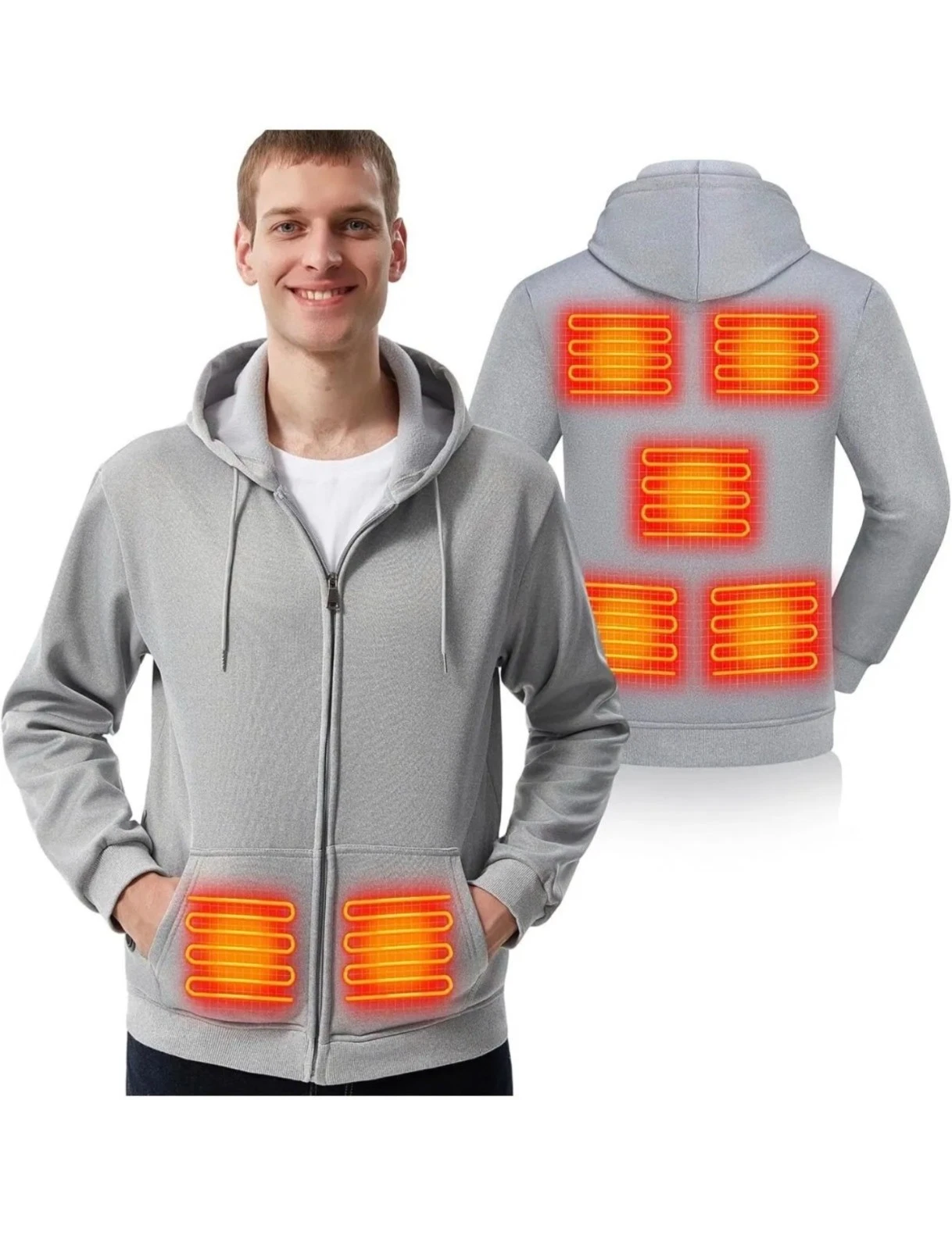 Heated Jacket for Men Women Size xl grey includes 12K mAh rechargeablepower bank