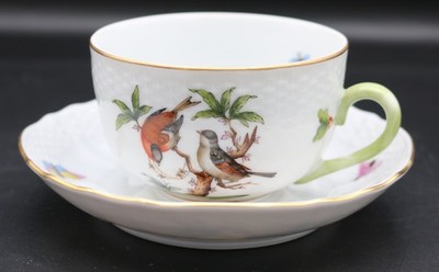 Herend Porcelain Rothschild Birds Teacup and Saucer 1726