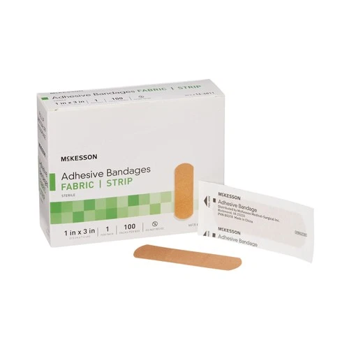 100 McKesson Adhesive Bandages 1" x 3" Flexible Fabric Band Aid Strips 16-4811