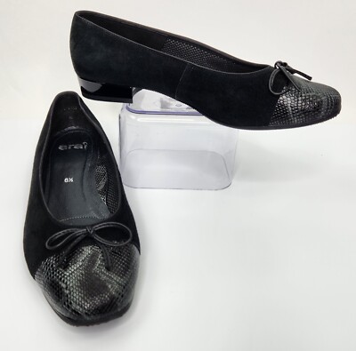 Ara Ballet Flats Size US 8.5/38.5 Black Suede Leather Made in Romania