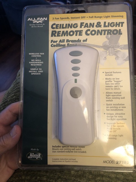 Ceiling Fan & Light Remote Control By Hunter Model 27185 New All Fan