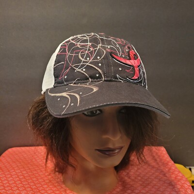 Breast Cancer Susan Komen Black Baseball Ball Cap BLING