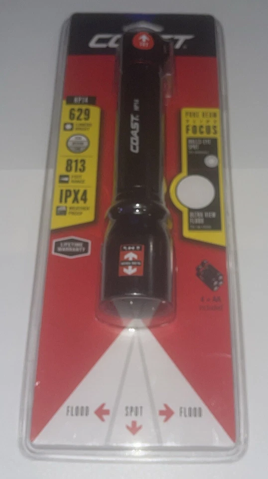 Coast HP14 FLASHLIGHT 629 Lumen Black LED AA Super Wide Flood Spot HP8414CP NEW! - Image 3 of 4