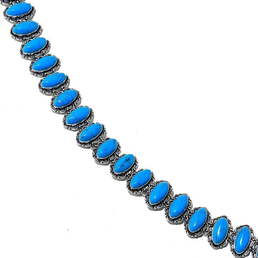 天然圣罗莎绿松石宝石 925 纯银腰带 a752 — 第 2/4 张图片