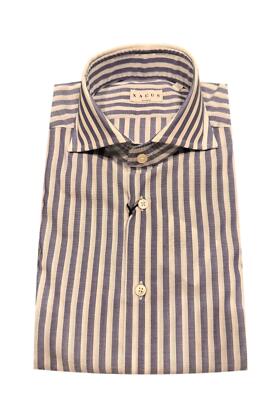 NWT  XACUS  TAILOR STRIPED SHIRT 21324 521ML001  WHITE /BLUE
